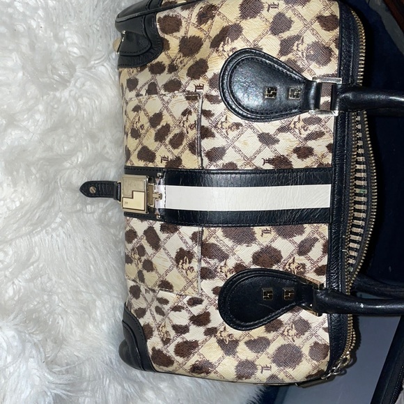 L.A.M.B. Leopard print Top handle handbag.